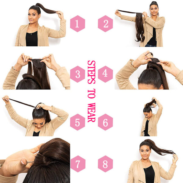 4669d7375a6191a3 34inches Synthetic Ponytail Hair Extension Clip in Fake Wig Hairpiece Blonde Wrap Around Pigtail Long Smooth Overhead Pony Tail