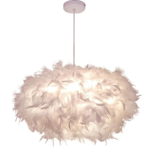 466c0be13d3ff593 Modern Fluffy Pendant Light White Feather Shade Droplight Lighting Bedroom Study Creative Hanging Lamp 220V