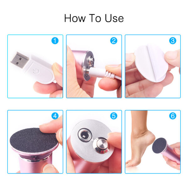 USB Rechargeable Wireless Electric File Cuticle Callus Remover hine Pedicure Tools Foot Heel Care Tool With Sandpaper