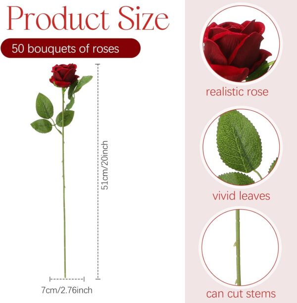 468de7c1556484e9 50 Pcs Artificial Rose Flower Realistic Silk Roses with Stem Bouquet of Flowers Plastic Flowers Real Looking Fake Roses for Home Wedding Centerpieces Party Decorations (Blue)