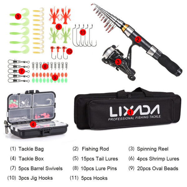 4695c85880d34b2a Lixada 2.1m 2.3 m Telescc Combo Full Kit Carbon Fiber Rod Pole Spinning Reel Fishing Bag Case Pesca Gear Set