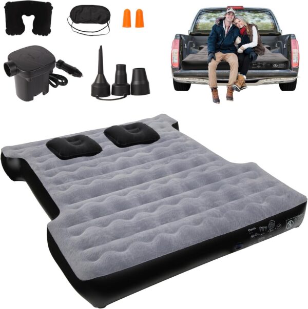 Inflatable SUV Air Mattress 3 in 1 Thickened Flocking Inflatable Car Camping Travel Air Mattress with 2 Pillows & Air Pump,Portable Car Sleeping Bed for SUV|MPV|Minivan