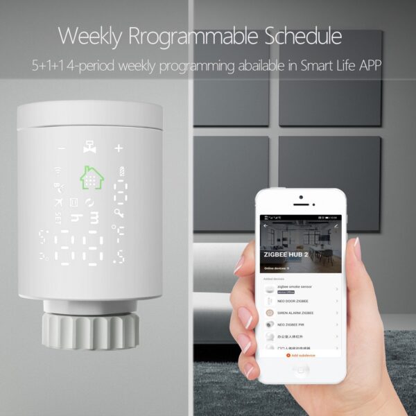 Tuya Zigbee Smart Vae Programmable Thermostatic Radiator Temperature Controller Alexa Google Home Voice Control