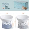46c47ec1850f506f TAMAYKIM Tilted Ceramic Raised Cat Bowls, 8 OZ Food and Water Bowls Set for Kitty, Porcelain Elevated Stress Free Feeding Pet Dish, Dishwasher and Microwave Safe, 2 Pack (White & Grey)