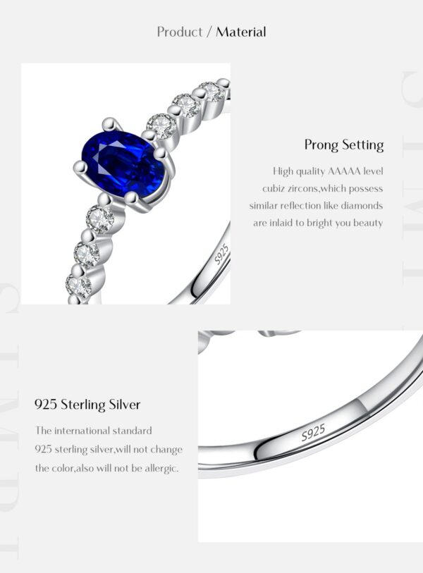 MODIAN 925 Sterling Silver Vintage Exquisite Basic Oval Blue Zirconia Finger Ring for Women Statement Ring Jewelry Gift