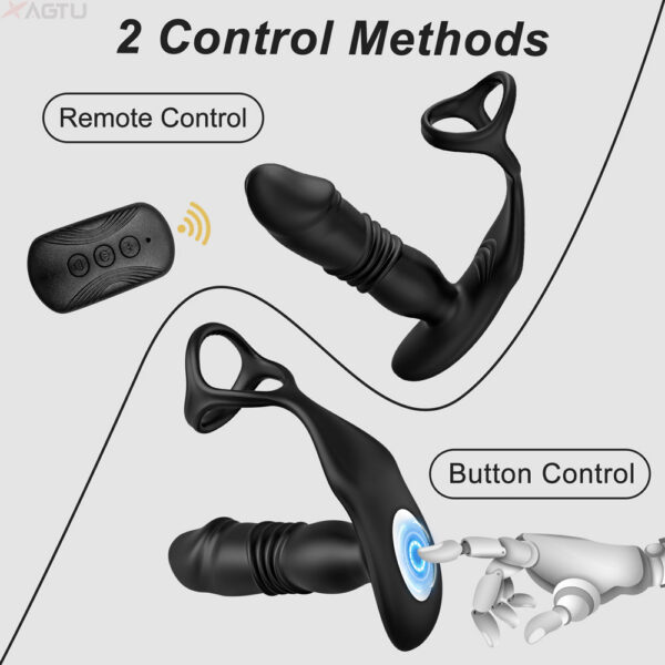 46ecb79324ed8366 Male Thrusting Prostate Massager Bluetooth Vibrator Men Gay Anal Telescc Vibrating Butt Plug Sex Toy for Couples