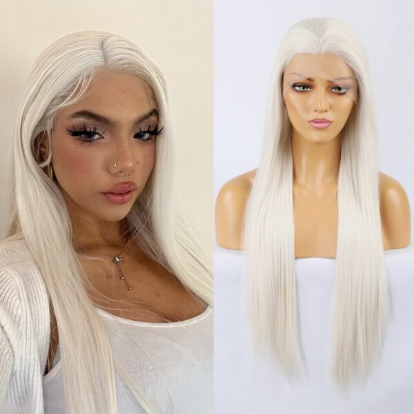 Synthetic Front Long Straight Lace Wigs for Women with Baby Hair Heat Resistant Party Cosplay Wig Black Blonde Use