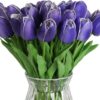 46f0bbab936210af IPOPU Real Touch Purple Tulips 24PCS Artificial Flowers for Decoraion Fake Tulips Light Purple Flowers Floral Arrangements Artificial Faux Tulips Decor for Table Home Kitchen Decor (Light Purple)
