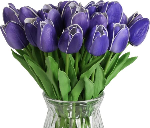 46f0bbab936210af IPOPU Real Touch Purple Tulips 24PCS Artificial Flowers for Decoraion Fake Tulips Light Purple Flowers Floral Arrangements Artificial Faux Tulips Decor for Table Home Kitchen Decor (Light Purple)