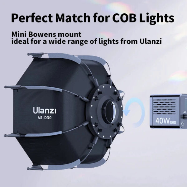 46ff03d682c4ad53 Ulanzi AS-D30 30cm Octagonal Softbox Mini Bowens Mount Quick Release Honeycomb Grid Softbox for Ulanzi LT028 COB Light Studio
