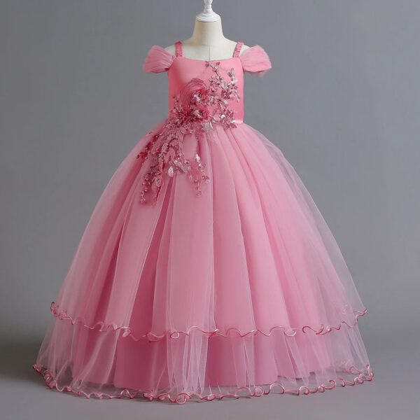 4700d37fe94cc58c Flower for Wedding Evening Kids Appliques Princess Birthday Prom Long Gown Girls Vestidos Banquet Dresses 12-14Yrs