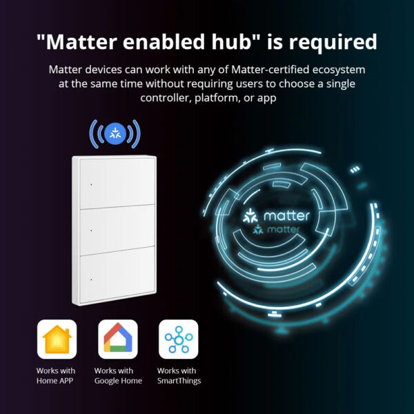 470d9164b9abf96c Zemismart Matter WiFi 1 2 3 4 6 Gangs Smart Wall Light Switch Neutral Required with Big Button SmartThings App Homekit Control