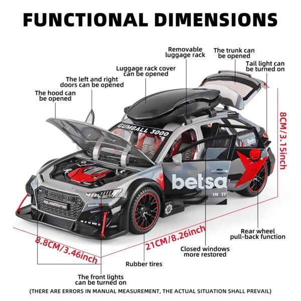 47484a251f371ccb 1:24 RS6 Racing Die-Cast Alloy Model Car - Stylish Collector's Item, Perfect Gift for Boyfriend, Display-worthy Collectible