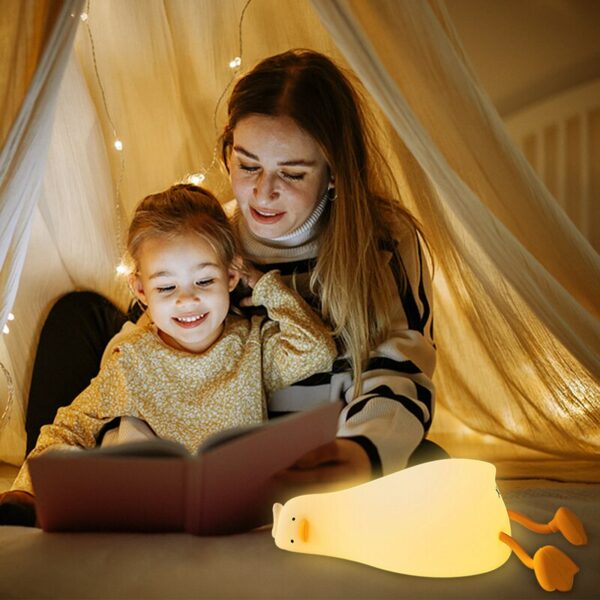 474aa86ac2e0e456 LED Light Rechargeable Touch Silicone Cartoon Clap Duck Sleeping Night Lamp for Bedroom Decoration Children Gift