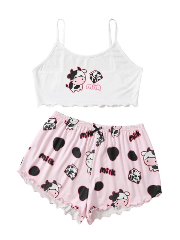474b69db8541aa3f SweatyRocks Women's Summer Strawberry Print Cami Top and Shorts Sleepwear Pamas Set