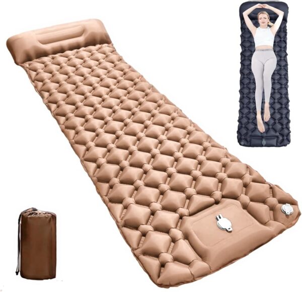 Coziya Matelas, Camping-Matratze, 5 cm Ultraleichte Aufblasbare Camping-Matratze, Aufblasbares Schlafpad Mit Eingebauten Kissen, Zum Campen, Reisen, Zuhause, BüRo,Blue