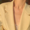 Sterling Sier French Small Square Diamond Pendant 14k Gold Plating Necklace Women Fashion Shiny Clavicle Chain Jewelry