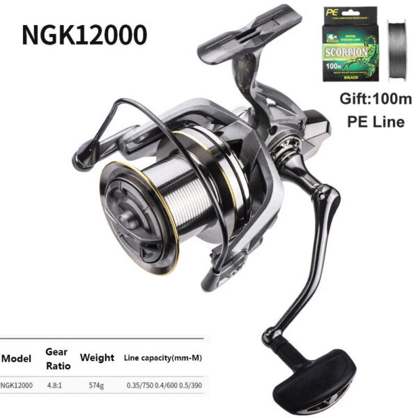 476de667334eea2a LINNHUE Big Spinning Fishing Reel 8000-14000 9000 10000 12000 Max Drag 20KG Sea Reel Free Line Saltwater Freshwater Fish Pesca