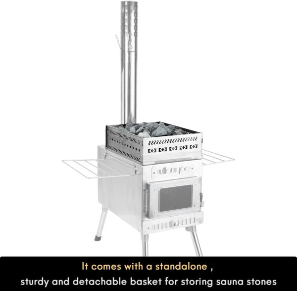WillowyBe Outdoor Sauna Hot Tent Stove, Rocket Stove Heater, Portable Camping Wood Stove for Dry Sauna, Cooking for Husband and Friends