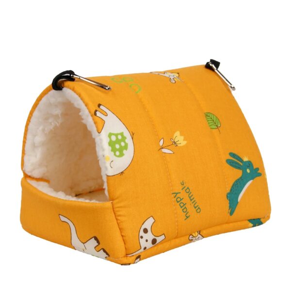 4782da473e1b17a0 1pc Cute Print Bird Bed Mini Cage Rabbit Squirrel Mat Guinea Pig Nest Hamster House Small Animal Sleeping Bed Pet Hanging Cage