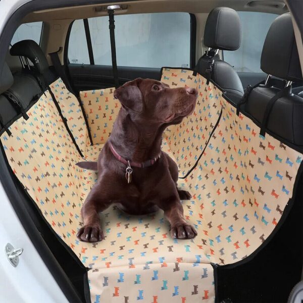 47939b8d0cb36667 Waterproof Printed Pet Dog Scratchproof Car Back Seat Cover Protector Pad with Printing