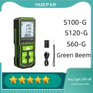 Huepar Rangefinder 60M 100M 120M Trena Laser Range Finder Green Beem Digital Tape Measure
