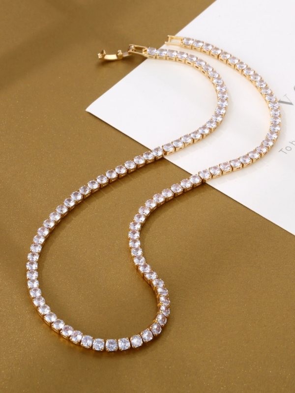 47a48ead7f1dc825 Trendy 4mm Lab Zircon Necklace White Gold Filled Party Wedding Necklaces For Women Bridal Tennis Chocker Jewelry Gift