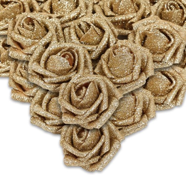 47a9d53c06927bc3 IPOPU Artificial Flowers, 25pcs Foam Glitter Roses Glitter Foam Rose Foam Rose with Stem for DIY Wedding Bridal Bouquet Home Party Decoration(Coffee)