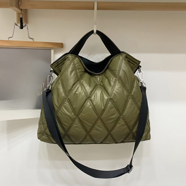 47b3bdc79e897e91 Trendy Puffer Quilted Tote Bag, Rhombus Nylon Shoulder Bag, Soft Padded Handbag For Women