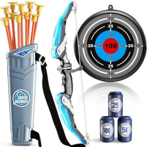 Bow and Arrow Set, LED Light Up Archery Toys Set for Kids Ages 4-8 8-12, with 10 Suction Cup Arrows, Target & Quiver, Boys