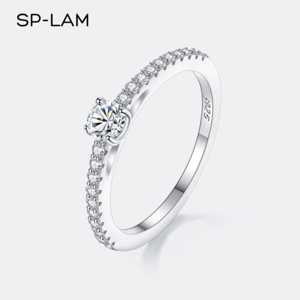 Real Sterling Sier Small Moissnaite Ring For Women Simple Sparkling Round 0.3CT Certificated Lab Diamond Finger Rings
