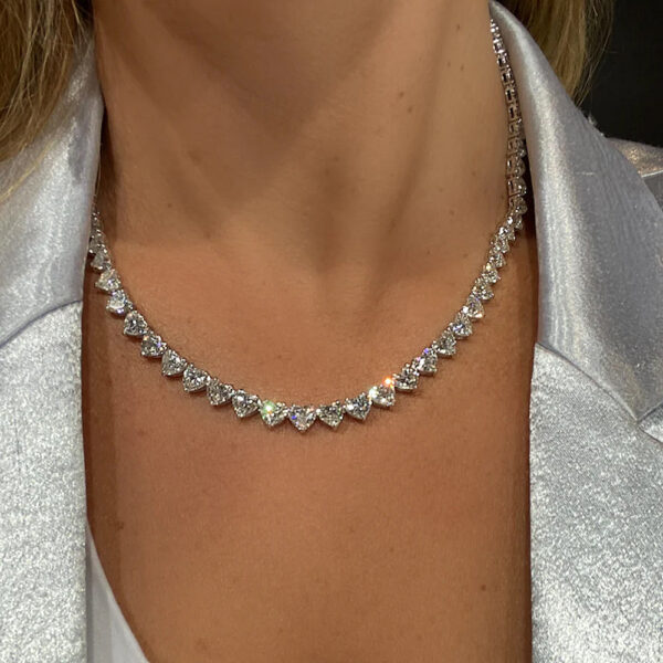 47bf35b979bf8bc4 1carat Heart Cut Moissanite Tennis Necklace Bracelet Jewelry Set for Women Sier Diamond Neck Chain Choker with Certificate