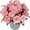 Artificial Peonies Silk Flowers, Faux Peony Bouquet 4 Bundles Florals Arrangements Decor for Farmhouse Home Boho Wedding Table Centerpiece, Fake Plastic Flowers Bulk for Vase Decoration (Pink Purple)