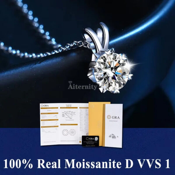 47c278af73fe12f7 S925 Sterling Silver High Jewellery 100% Moissanite Pendant Necklace D Colour with GRA Certificate for Ladies' Wedding, Party