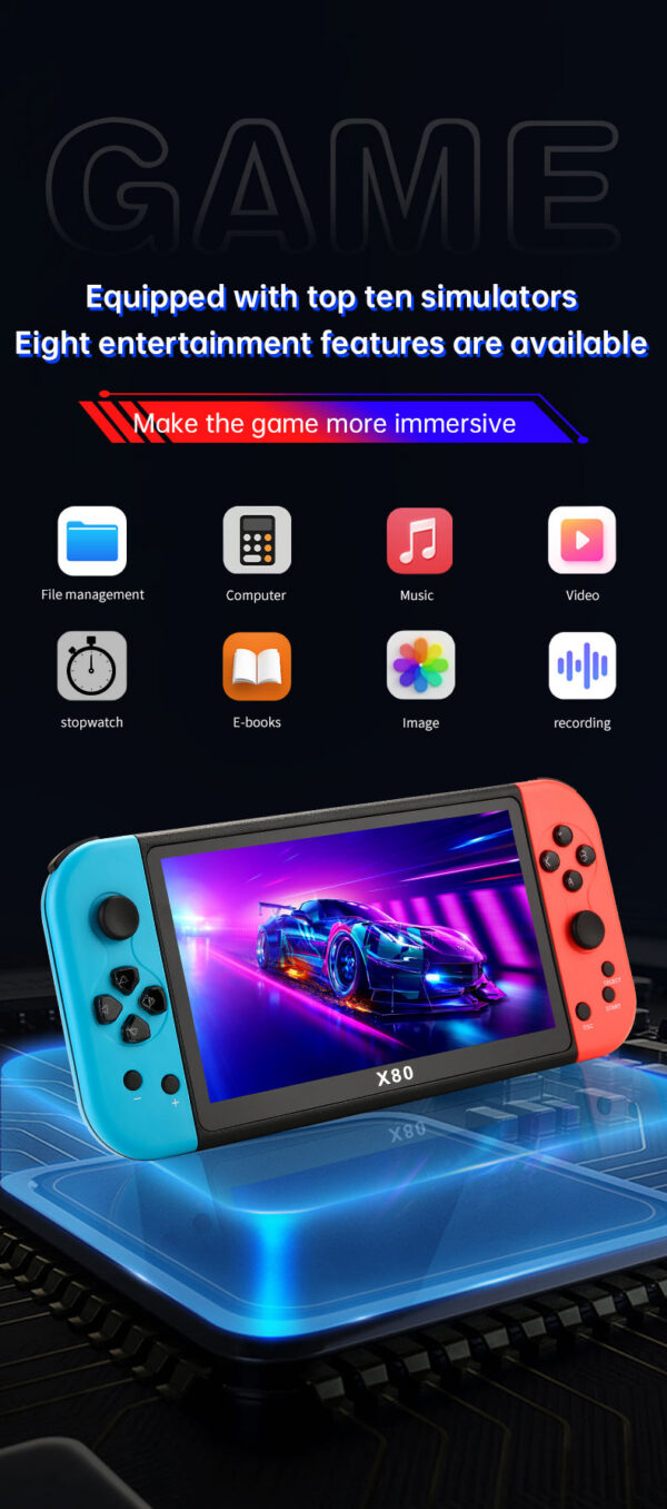 47c456f9e020c8d1 X80 large 7 inch TFT800*480 HD true color screen 3000mah handheld game console birthday Christmas gift