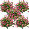 Grunyia 10 Bundles Artificial Fake Flowers, Faux Outdoor Plastic Plants UV Resistant Shrubs Outside Indoor Decorations (Purple-Eucalyptus)