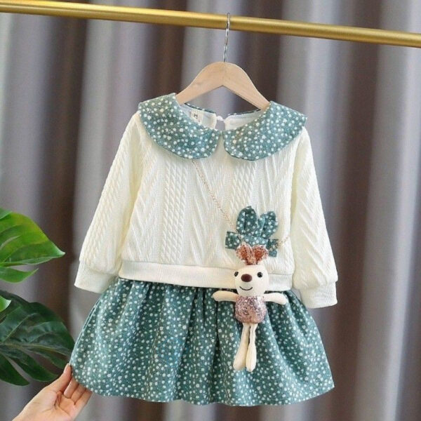 47d084d3bf6db488 Winter girl's clothes for newborn 1st birthday lamb wool veet thick warm floral dresses girls' baby clothing dress