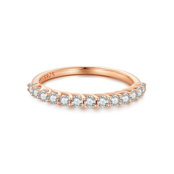 Bamoer U Moissanite Half Eternity Band Round Cut Diamond Sterling Sier Finger Ring Wedding Fine Jewelry Gifts