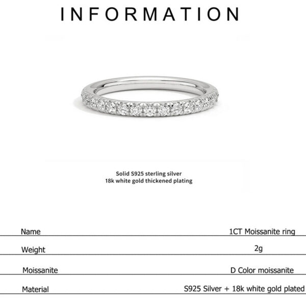 47e68881a7f2383a Test Passed Moissanite Matching Wedding Diamond Band for Women Sterling Sier Female Crown Single Tail Ring