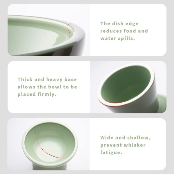 47f3d34a1b6479e8 2 Extra Wide Raised Cat Food Bowl, Elevated Anti-Vomiting Cat Feeder Whisker Stress-Free Dog Two Bowls Ceramic Cat Feeding Bowls White