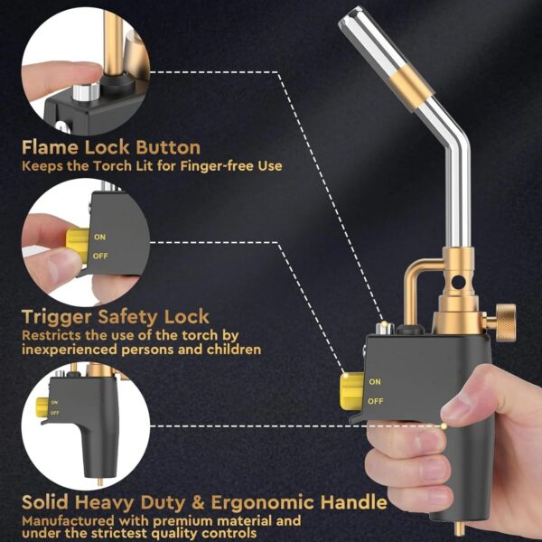 47f66f7c832447d7 Professional Propane Mapp Blow Torch,Welding Soldering Brazing Gas Plumbing Tool,Barbecue, Cooking, DIY Dissolution Gas Burner.