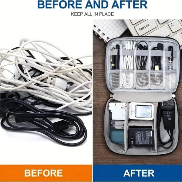 Waterproof Digital Electronic Portable USB Data Line Charger Plug Storage Bag Travel Cable Organizer