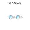 480b8a02d9ea680f Modian 925 Sterling Silver Round Exquisite Moonstone 4 5 6 MM Stud Earrings Platinum Plated Charm Ear Studs For Women Jewelry