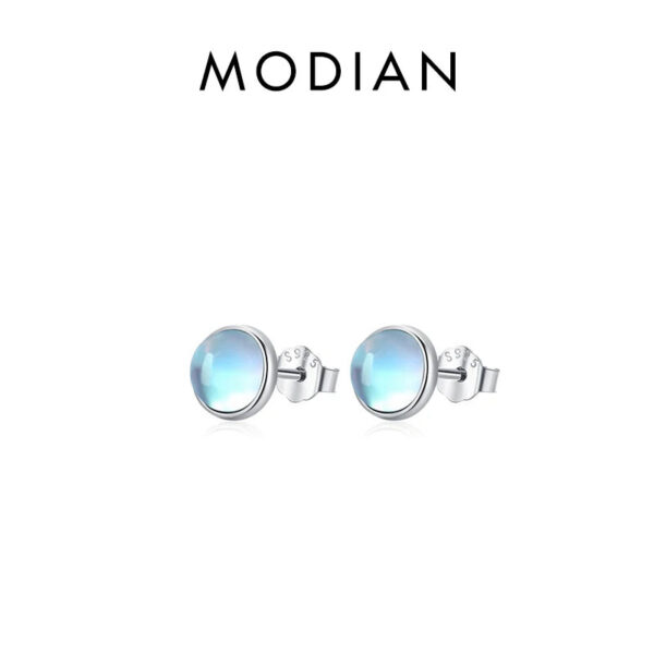 480b8a02d9ea680f Modian 925 Sterling Silver Round Exquisite Moonstone 4 5 6 MM Stud Earrings Platinum Plated Charm Ear Studs For Women Jewelry
