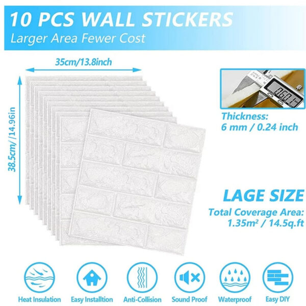 480ee02f71c8617f 3D Three-dimensional Wall Self-adhesive Wallpaper Anti-collision Decorative Stickers 10pc