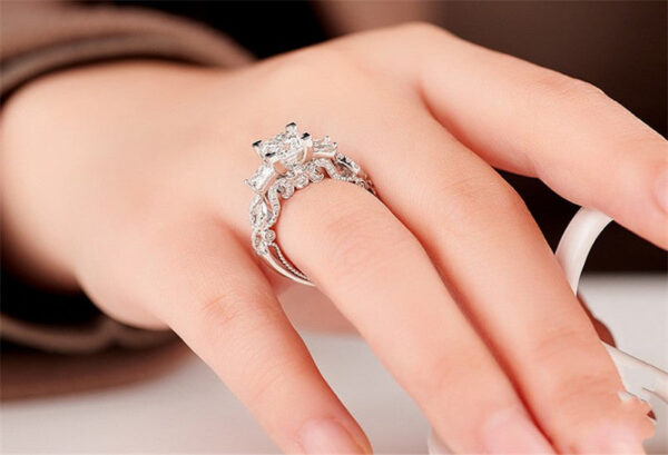 Vintage Princess cut Lab Diamond Ring sterling sier Engagement Wedding band Rings for Women Bridal Fine Party Jewelry