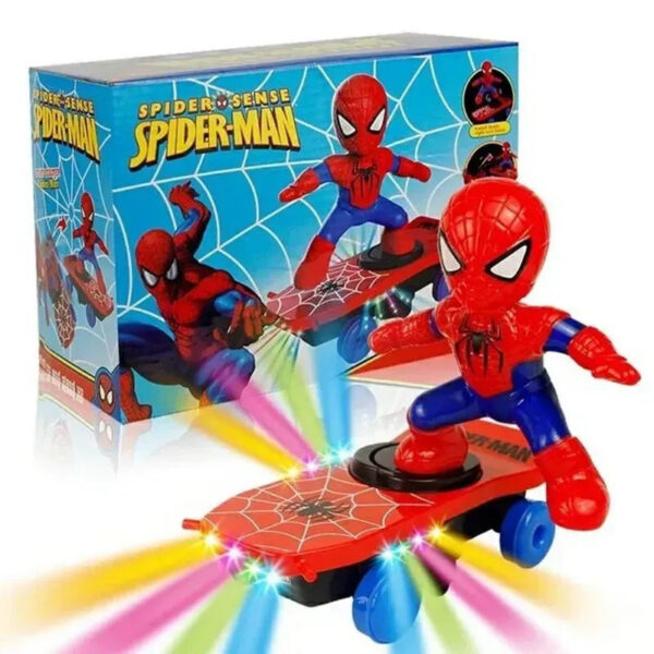 48148704ac6b2890 Spiderman Automatic Flip Rotation Skateboard Acousto-Optic Car Ultraman Electric Music Toy Stunt Scooters Christmas Toys