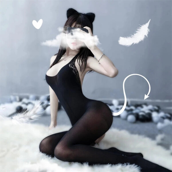 481d3ceb0e3016d2 Plus Sexy Lace Lingerie Women's Transparent Catsuit Open Crotch Body Stockings For Sex Sling Halter Backless Teddies Bodysuits