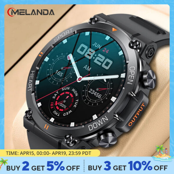 481f2dc7f7352891 MELANDA 1.39 Inch HD Bluetooth Call Smart Watch Men Sports Fiess Tracker Heart Monitor 400mAh Smartwatch For Android IOS K56