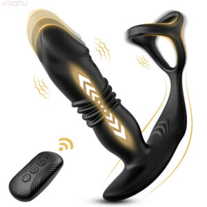 4832f835a4faa03b Male Thrusting Prostate Massager Bluetooth Vibrator Men Gay Anal Telescc Vibrating Butt Plug Sex Toy for Couples